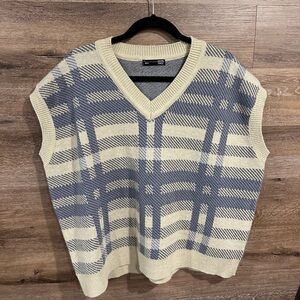 Oversized Blue and Tan Vest